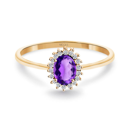 Anillo Amatista Santamaria y Diamantes Oro Rosa Candy - Anéis Outras pedras preciosas