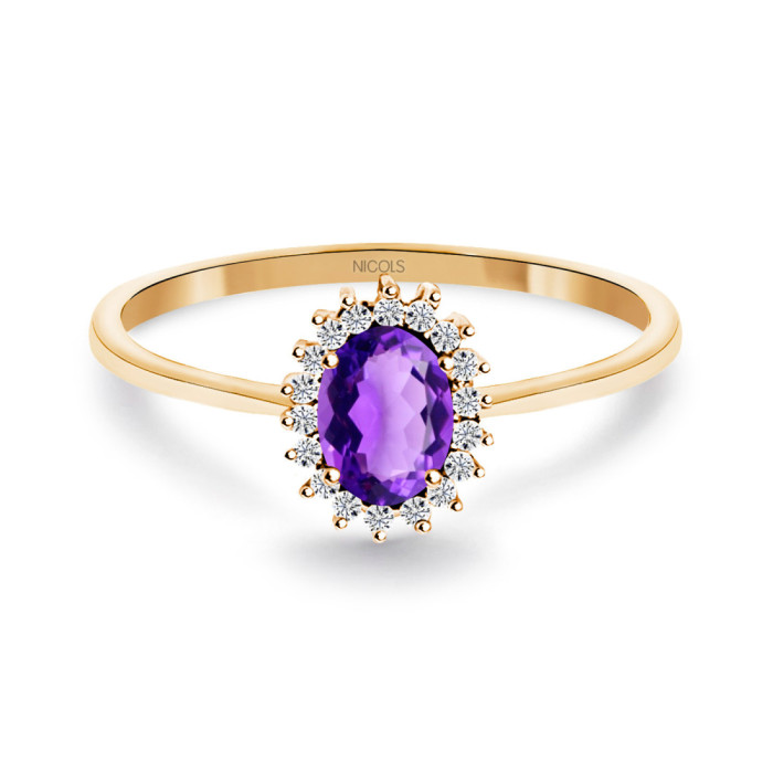 Amethyst Santamaria and Diamond Ring in Candy Rose Gold - Rings other precious stones