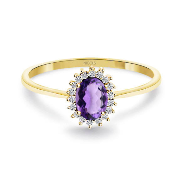 Candy Rose Gold Amethyst and Diamond Ring - Rings other precious stones