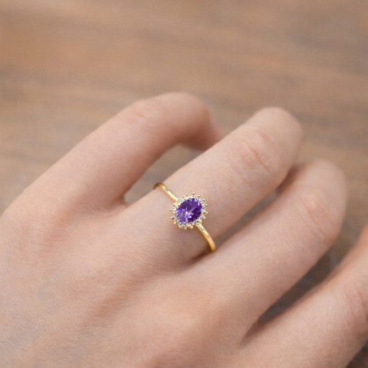 Candy Rose Gold Amethyst and Diamond Ring - Rings other precious stones 2