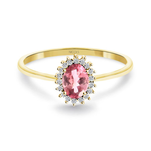 Anillo Turmalina Rosa y Diamantes Oro Amarillo Candy - Anéis Outras pedras preciosas