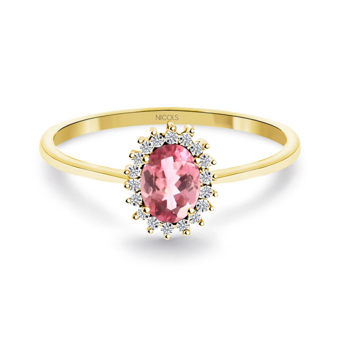 Anillo Turmalina Rosa y Diamantes Oro Amarillo Candy - Ringe andere Edelsteine