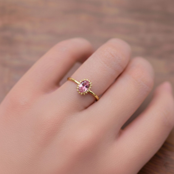Anillo Turmalina Rosa y Diamantes Oro Amarillo Candy - Ringe andere Edelsteine