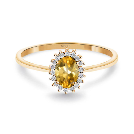 Candy Rose Gold Citrine and Diamond Ring - Rings other precious stones