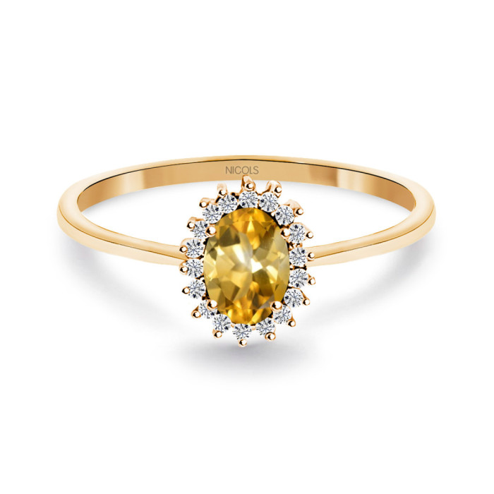 Anillo Citrino y Diamantes Oro Rosa Candy - Anelli altre pietre preziose