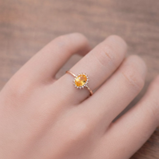 Anillo Citrino y Diamantes Oro Rosa Candy - Anéis Outras pedras preciosas 2