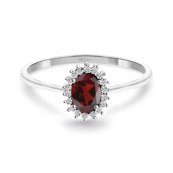 Anillo Granate y Diamantes Oro Blanco Candy - Anéis Outras pedras preciosas