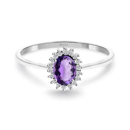 Anillo Amatista y Diamantes Oro Blanco Candy - Anéis Outras pedras preciosas