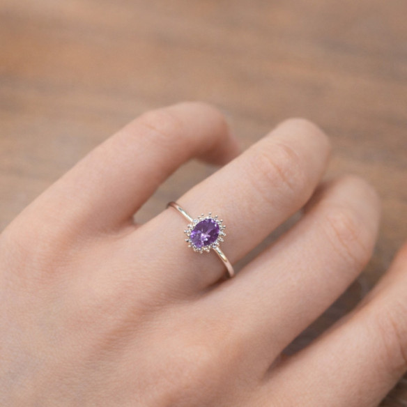 Anillo Amatista y Diamantes Oro Blanco Candy - Anéis Outras pedras preciosas