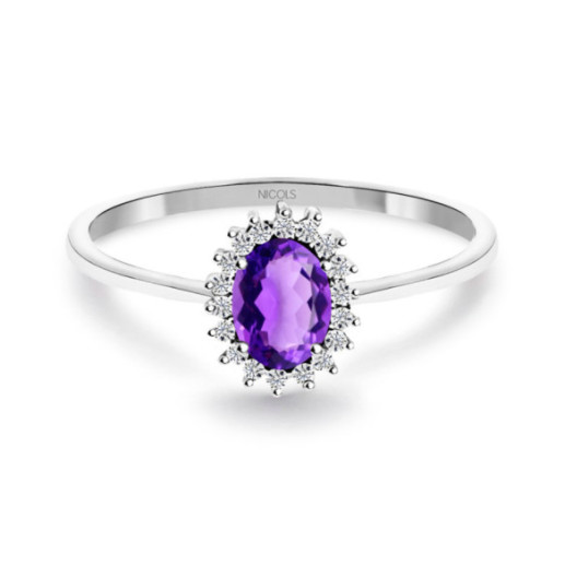 Anillo Amatista Santamaria y Diamantes Oro Blanco Candy - Ringe andere Edelsteine