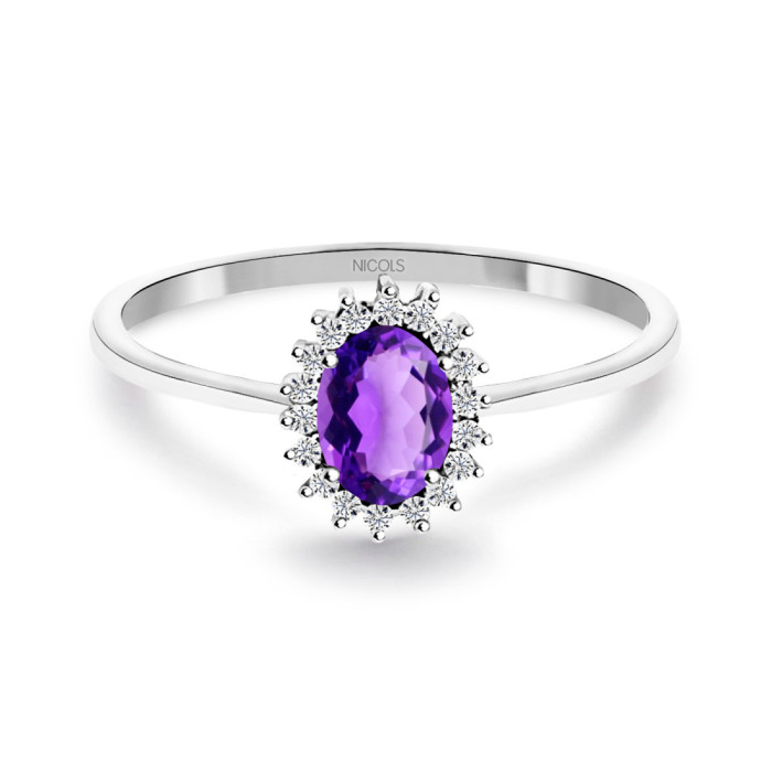 Anillo Amatista Santamaria y Diamantes Oro Blanco Candy - Anillos Otras Piedras Preciosas