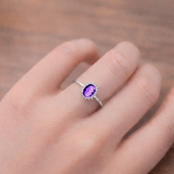 Anillo Amatista Santamaria y Diamantes Oro Blanco Candy - Anillos Otras Piedras Preciosas