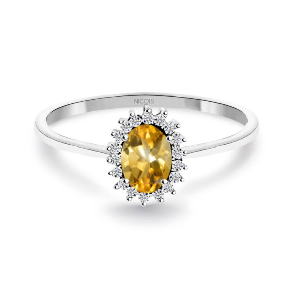 Anillo Citrino y Diamantes Oro Blanco Candy - Anéis Outras pedras preciosas