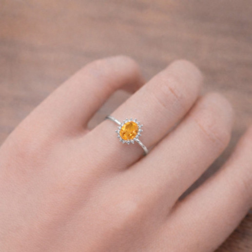 Anillo Citrino y Diamantes Oro Blanco Candy - Anéis Outras pedras preciosas 2