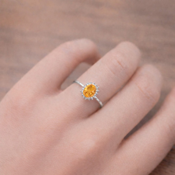 Candy White Gold Citrine and Diamond Ring - Rings other precious stones