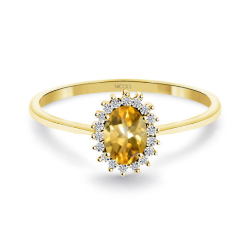 Anillo Citrino y Diamantes Oro Amarillo Candy - Anéis Outras pedras preciosas