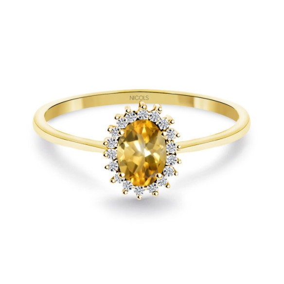 Anillo Citrino y Diamantes Oro Amarillo Candy - Anéis Outras pedras preciosas