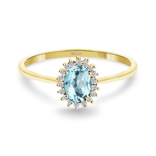 Anillo Topacio Sky y Diamantes Oro Amarillo Candy - Anéis Outras pedras preciosas