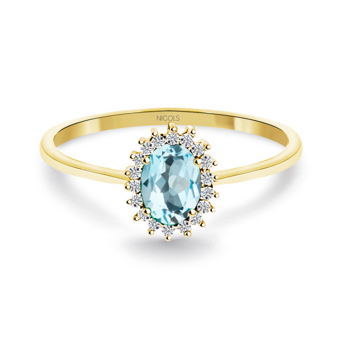 Anillo Topacio Sky y Diamantes Oro Amarillo Candy - Ringe andere Edelsteine