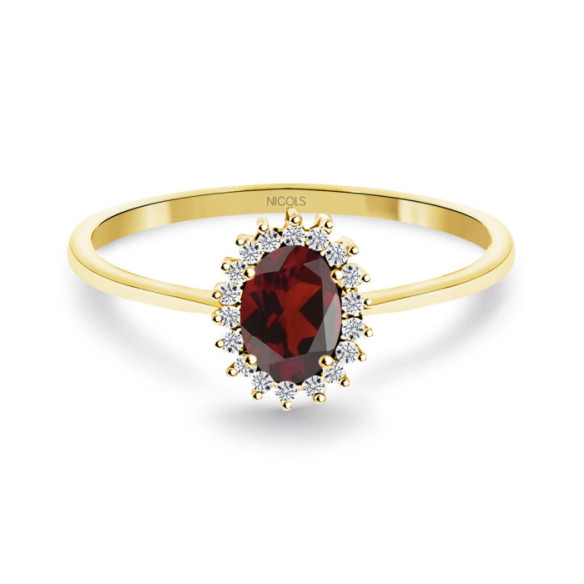 Anillo Granate y Diamantes Oro Amarillo Candy - Bagues Autres pierres précieuses