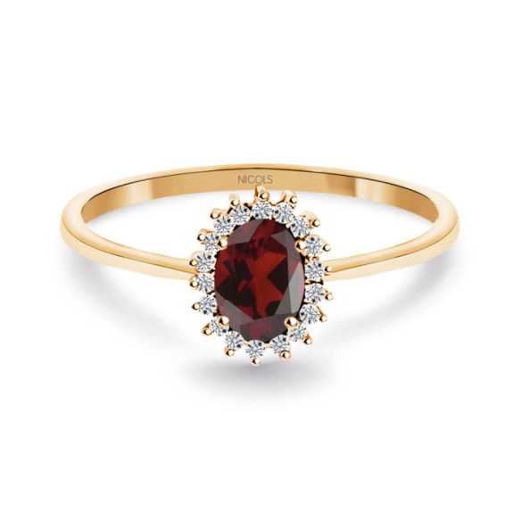 Anillo Granate y Diamantes Oro Rosa Candy - Bagues Autres pierres précieuses