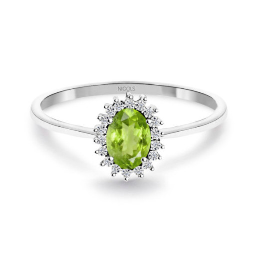 Anillo Peridoto y Diamantes Oro Blanco Candy - Anillos Otras Piedras Preciosas