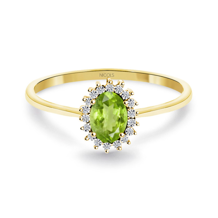 Candy Yellow Gold Peridot and Diamond Ring - Rings other precious stones