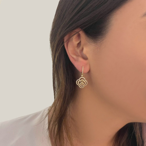 Pendientes Oro Flor Arabesq - largos