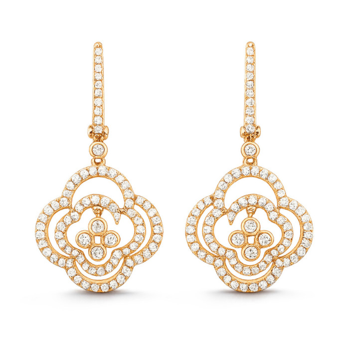 Gold Ohrringe Arabische Blumenq - lang