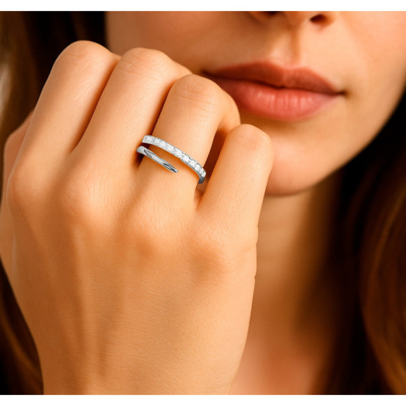 Anillo Snake oro blanco 18k con diamantes 0.10ct - Génial