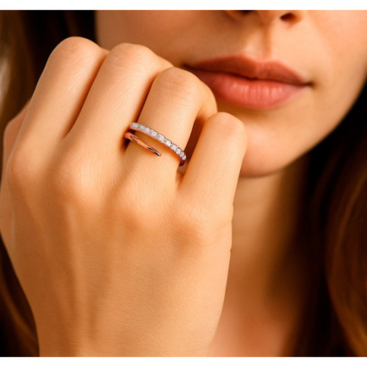 Anillo Snake oro rosa 18k con diamantes 0.10ct - Anéis de diamante 2