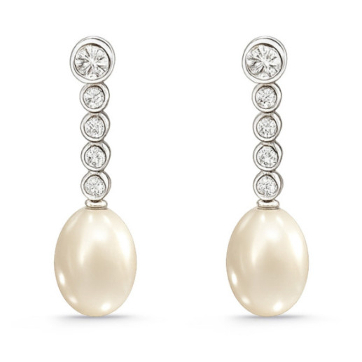 Pendientes Perlas Five Classic Diamond - Pendientes de Perlas