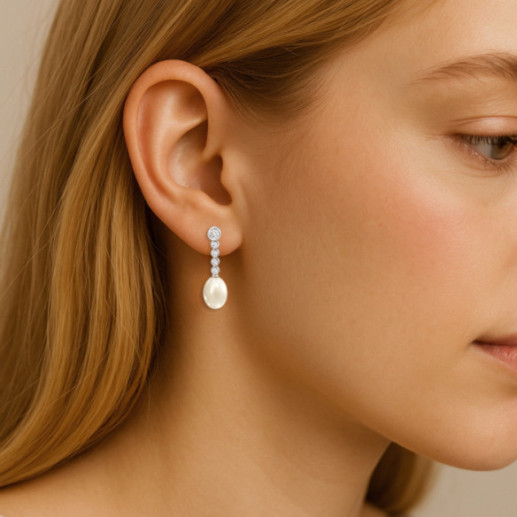 FIVE CLASSIC DIAMOND pearl earrings - Pearl Earrings 2