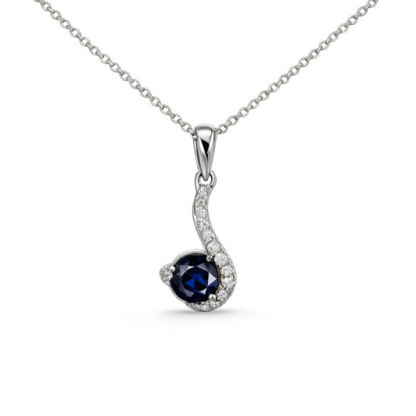 Harmonie White Gold Sapphire and Diamond Pendant - Blue Stone Pendants