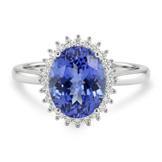 Anillo Tanzanita y Diamantes Oro Blanco Dalia - Anelli altre pietre preziose