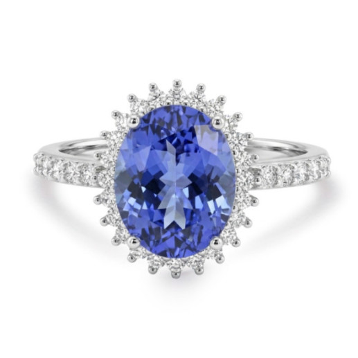 Anillo Tanzanita y Diamantes Oro Blanco Dalia Pavé - Anéis Outras pedras preciosas