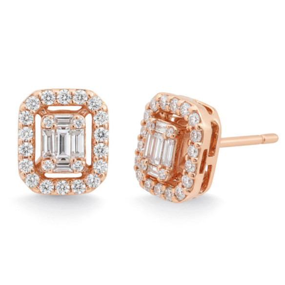 Pendientes Diamantes Dormilonas Oro Rosa Square - sleepy