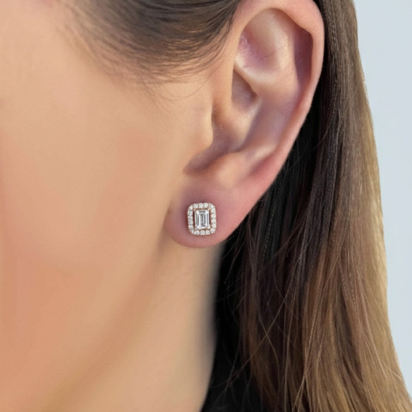 Pendientes Diamantes Dormilonas Oro Rosa Square - sleepy