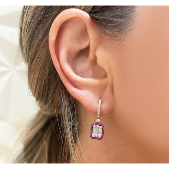 Pendientes Diamantes y Rubí Electra - Boucles d'oreilles de pierres rouges