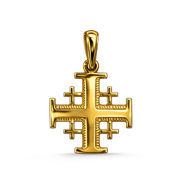 Cruz de Jesuralén Oro Amarillo 16x16mm - Atravessa
