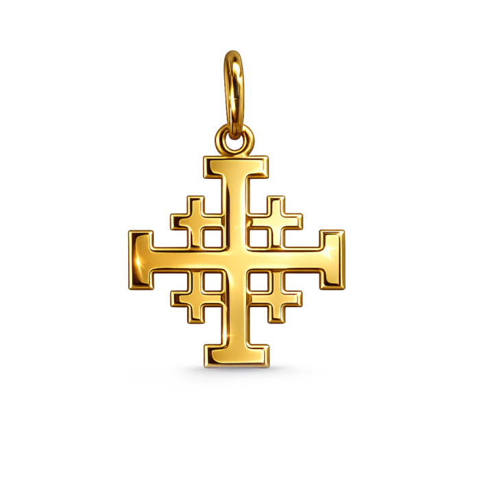 Cruz de Jesuralén Oro Amarillo 15x15mm lisa - Travessias de caravaca