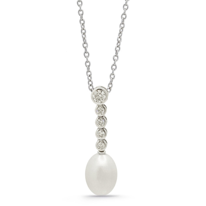 Colgante Diamantes Y Perla Pearls Lady - COLLARES