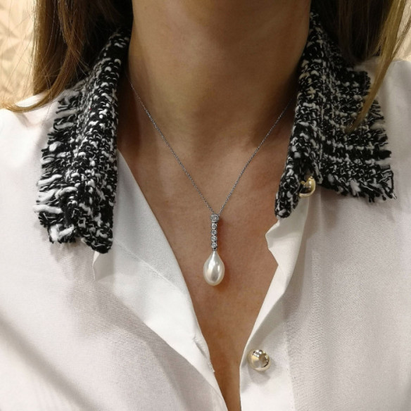 Colgante Diamantes Y Perla Pearls Lady - COLLARES