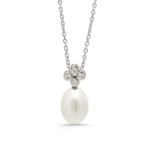 Diamonds and Pearl Pendant PEARLS LADY. - Diamond Necklaces