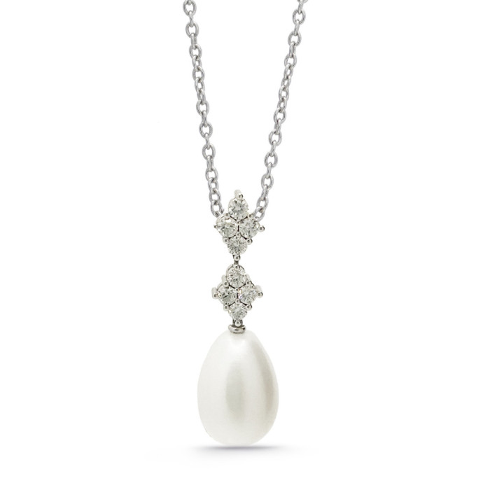 Diamonds and Pearl Pendant PEARLS LADY - Diamond Necklaces