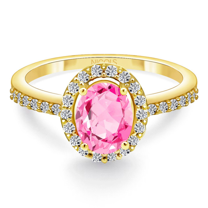 Dahlia Sunset Pink Sapphire Ring 1.00 Yellow Gold - Sapphire rings