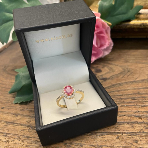 Anillo Zafiro Rosa Dalia Sunset 1.00 Oro Amarillo - Anéis de safira