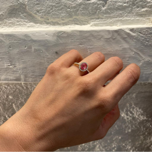 Anillo Zafiro Rosa Dalia Sunset 1.00 Oro Amarillo - Anelli zaffiro