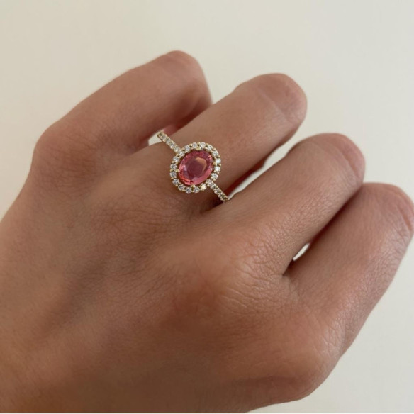 Anillo Zafiro Rosa Dalia Sunset 1.00 Oro Amarillo - Anelli zaffiro