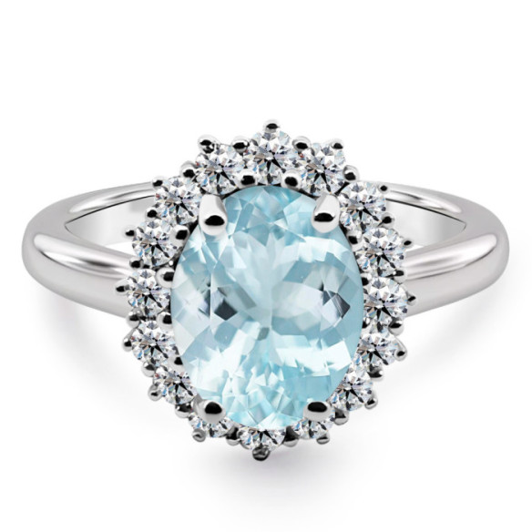 Anillo aguamarina 1,80 y diamantes Dalia - Anillos Otras Piedras Preciosas